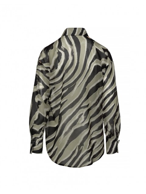 MIX AND MATCH Mila Shirt Olive Zebra Print Πράσινο Πουκάμισο